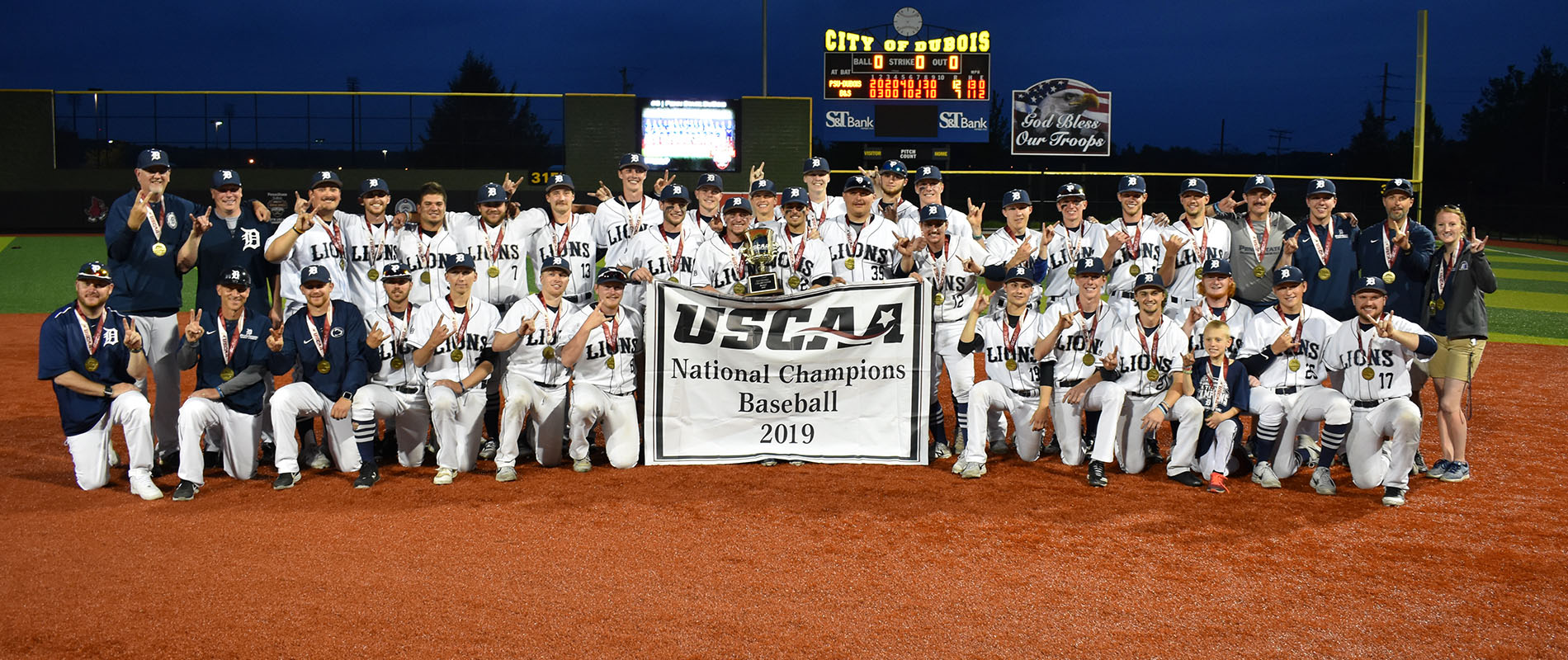 Penn State DuBois won the 2019 USCAA Baseball Small College World Series, their second consecutive USCAA National Championship.
Photo courtesy of DuBois Athletics.