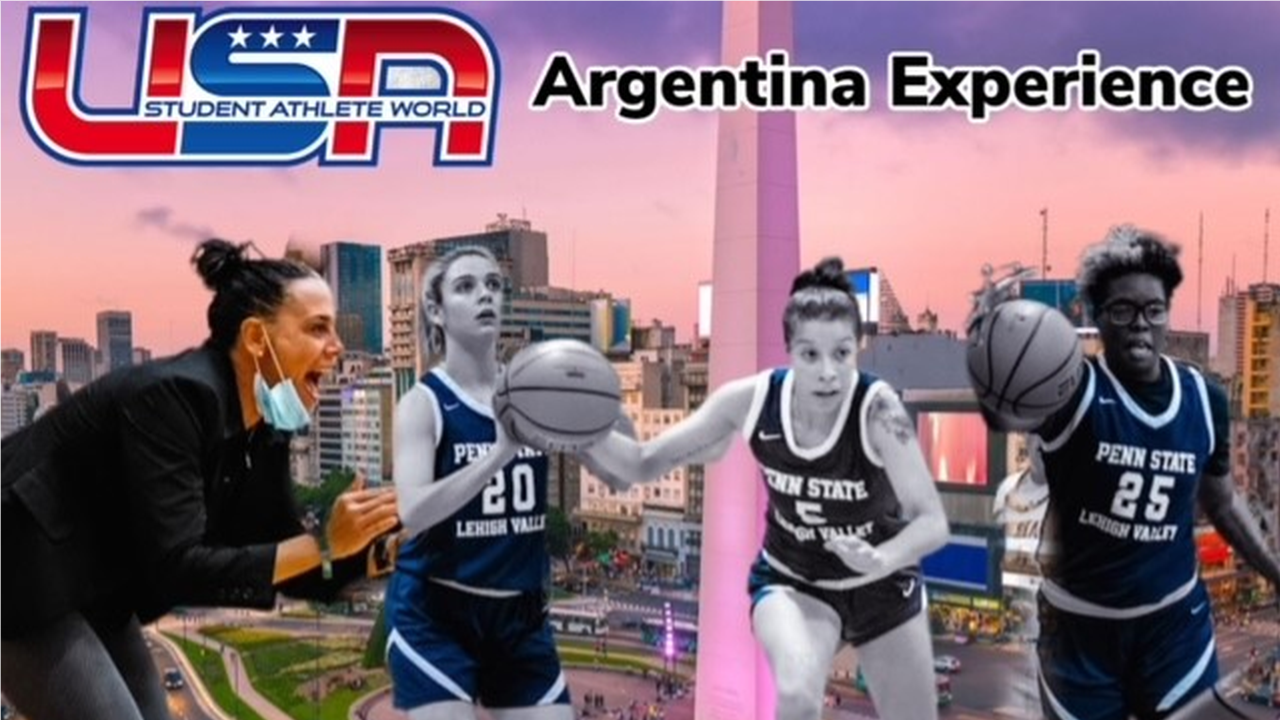 Penn State Lehigh Valley women's basketball coach Lorie Khalil (far left) will travel to Argentina with team members this summer.