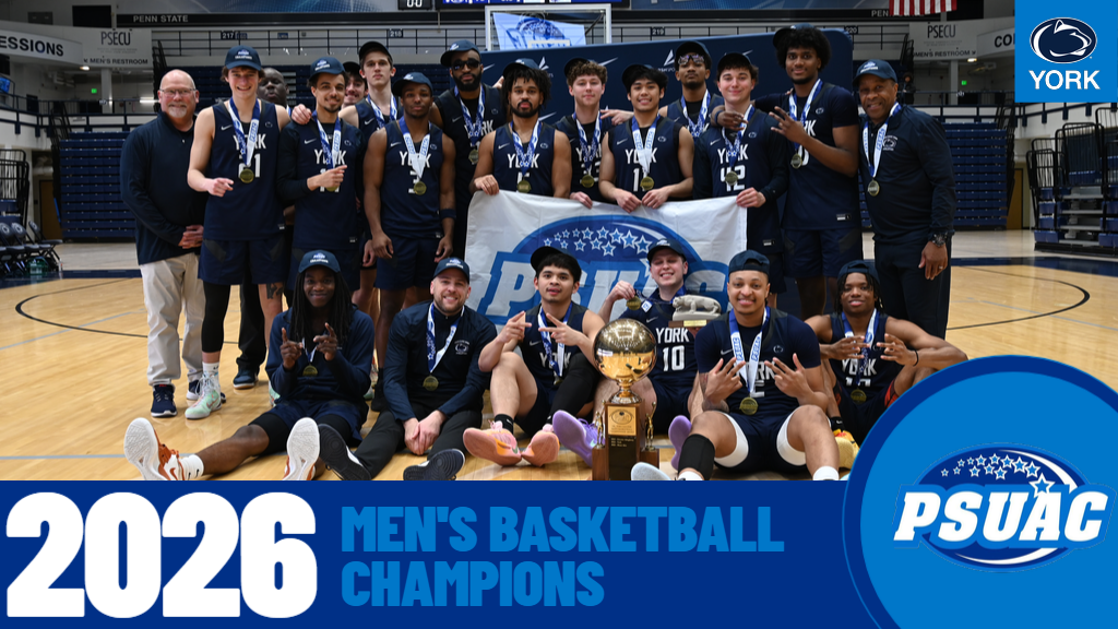 Penn State York's men's basketball team (pictured) won the 2026 PSUAC Men's Basketball Championship tournament with an 86-75 win over Penn State Beaver on Monday, February 23 at Rec Hall.
Photo courtesy of Cora Rodriguez.
